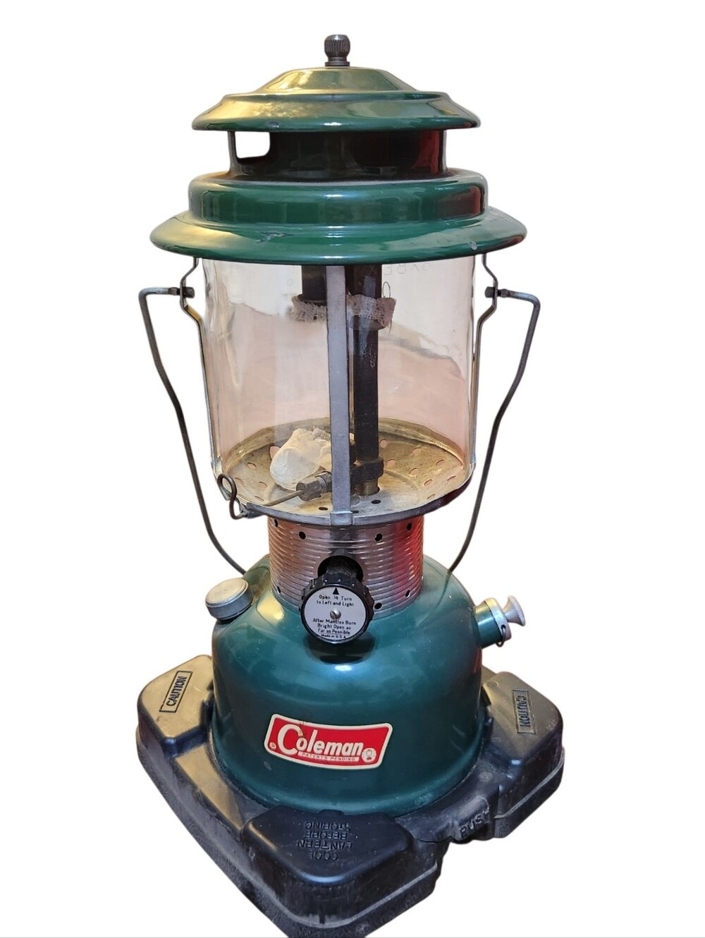 Vintage Coleman Green 220F Lantern 1965 60s Red Carrying Case Double Mantle